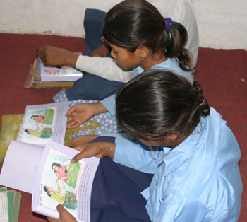 Nepalese students learn about Fulwa, a young girl who helps her aunt seek treatment for blinding trachoma.