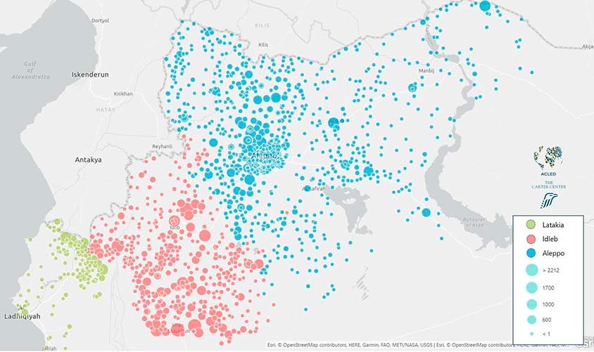 explosive munitions map for northwest Syria.