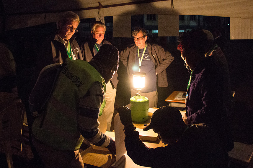 Touré and her co-leader, former U.S. Secretary of State John Kerry (second from left), observed electoral procedures from before sunrise until long after sunset.